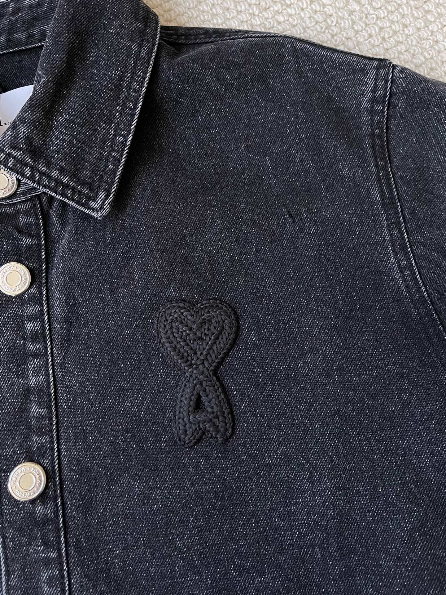 Tonal-Heart Denim Shirt — product photograph