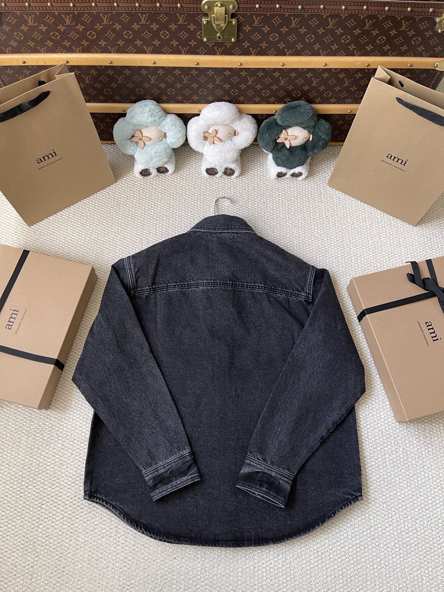 Tonal-Heart Denim Shirt — product photograph