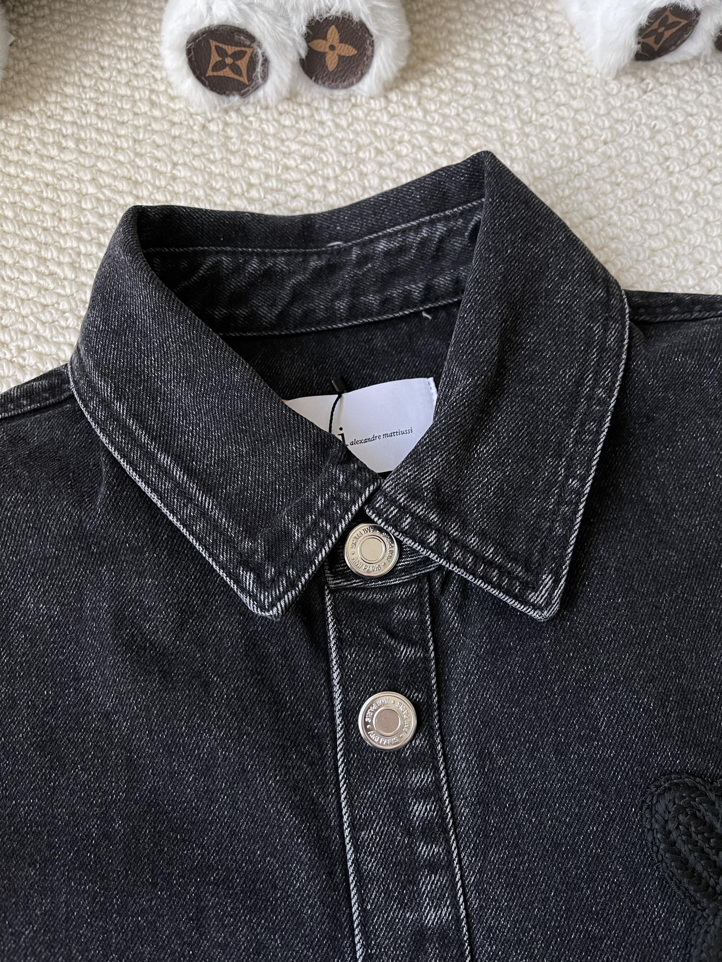 Tonal-Heart Denim Shirt — product photograph