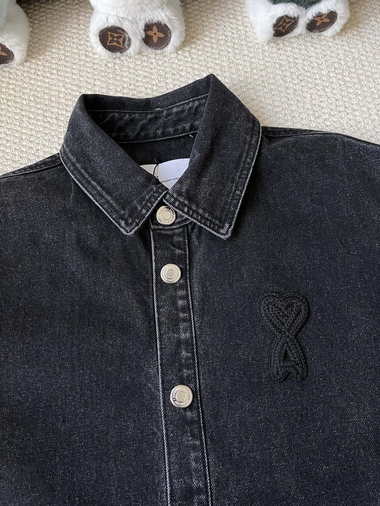 Tonal-Heart Denim Shirt — product photograph