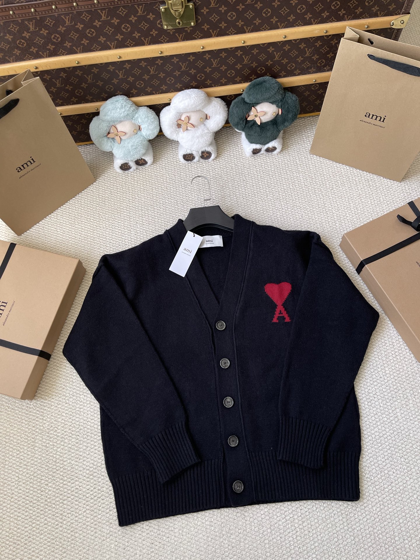 Heart-Logo V-Neck Cardigan — product photograph
