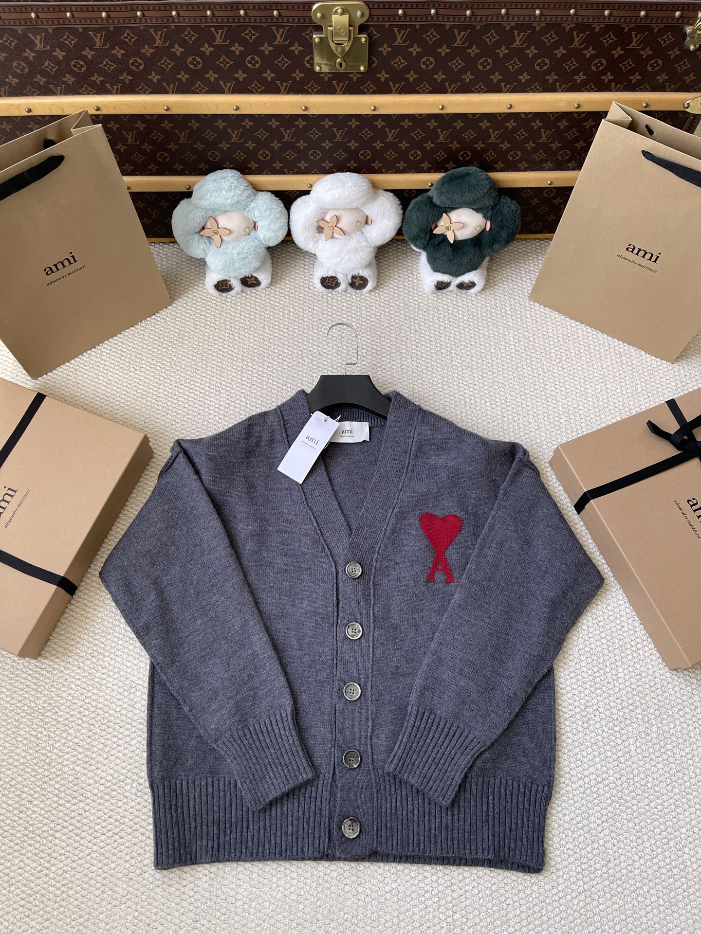 Heart-Logo V-Neck Cardigan — product photograph