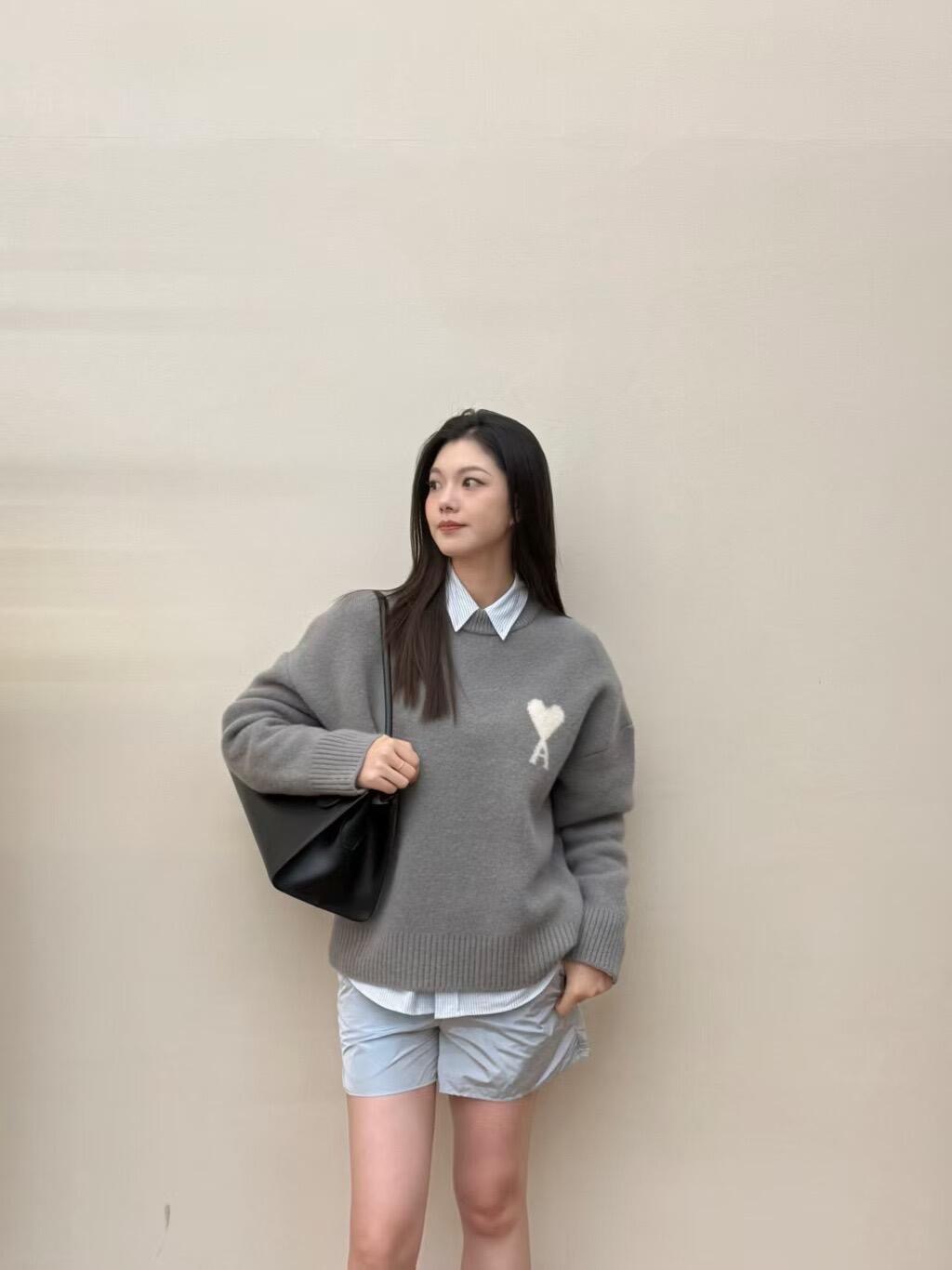 Large-Heart Crewneck Sweater — product photograph
