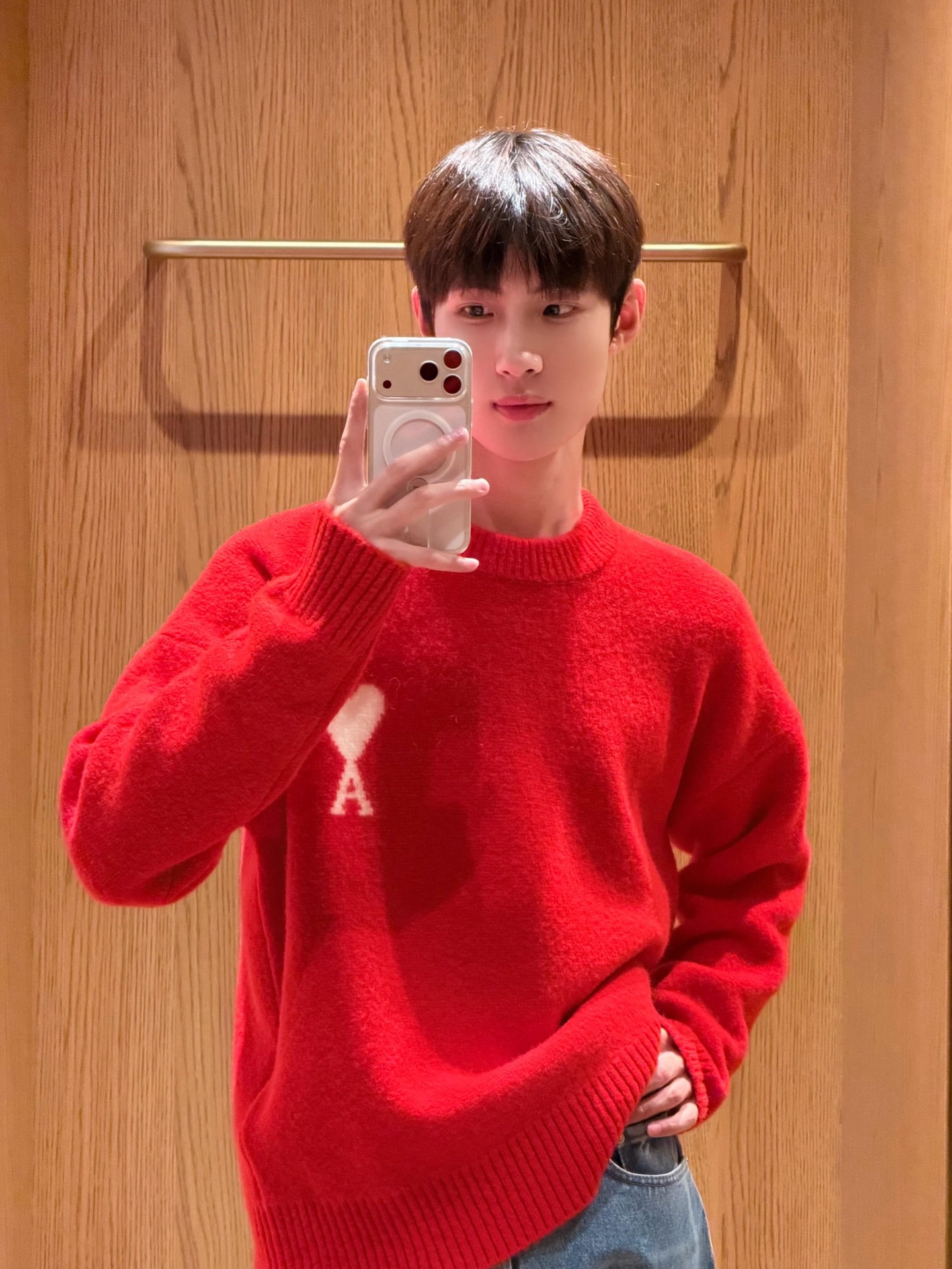 Large-Heart Crewneck Sweater — product photograph