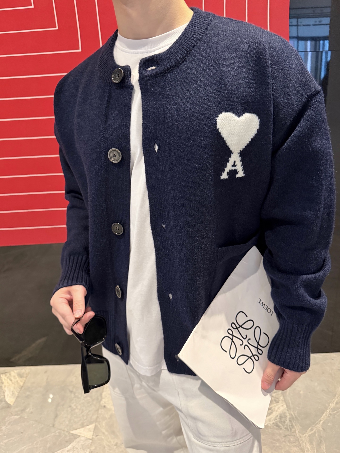 Heart-Logo Crewneck Cardigan — product photograph