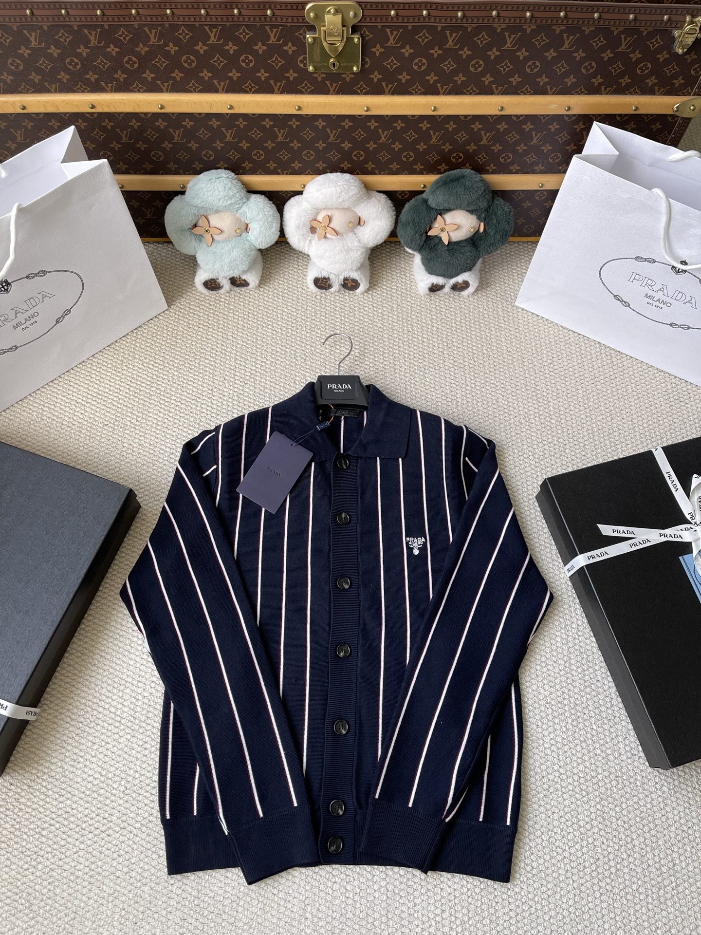 Pinstripe Button Cardigan — product photograph
