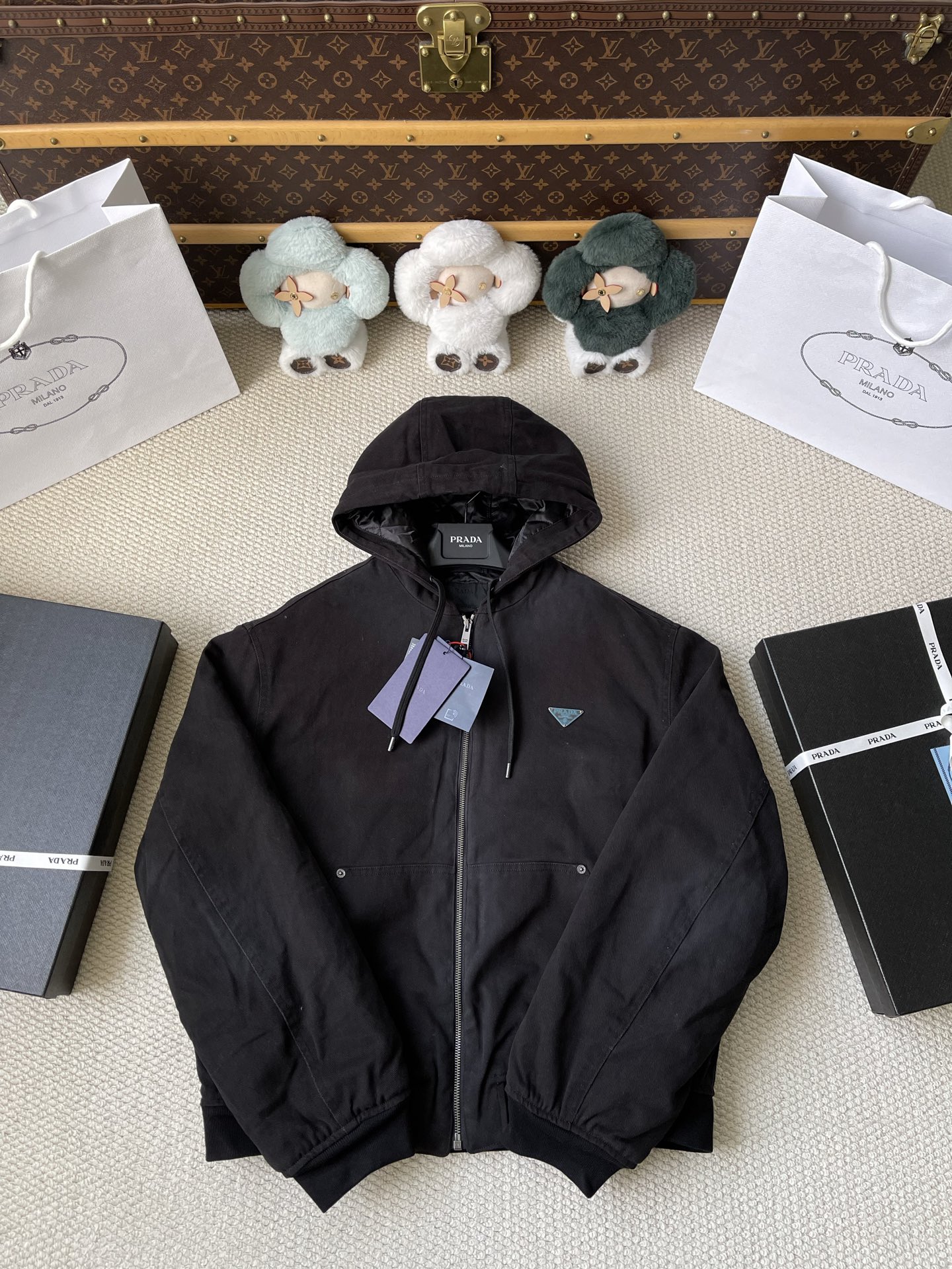 Triangle-Badge Hooded Windbreaker — product photograph