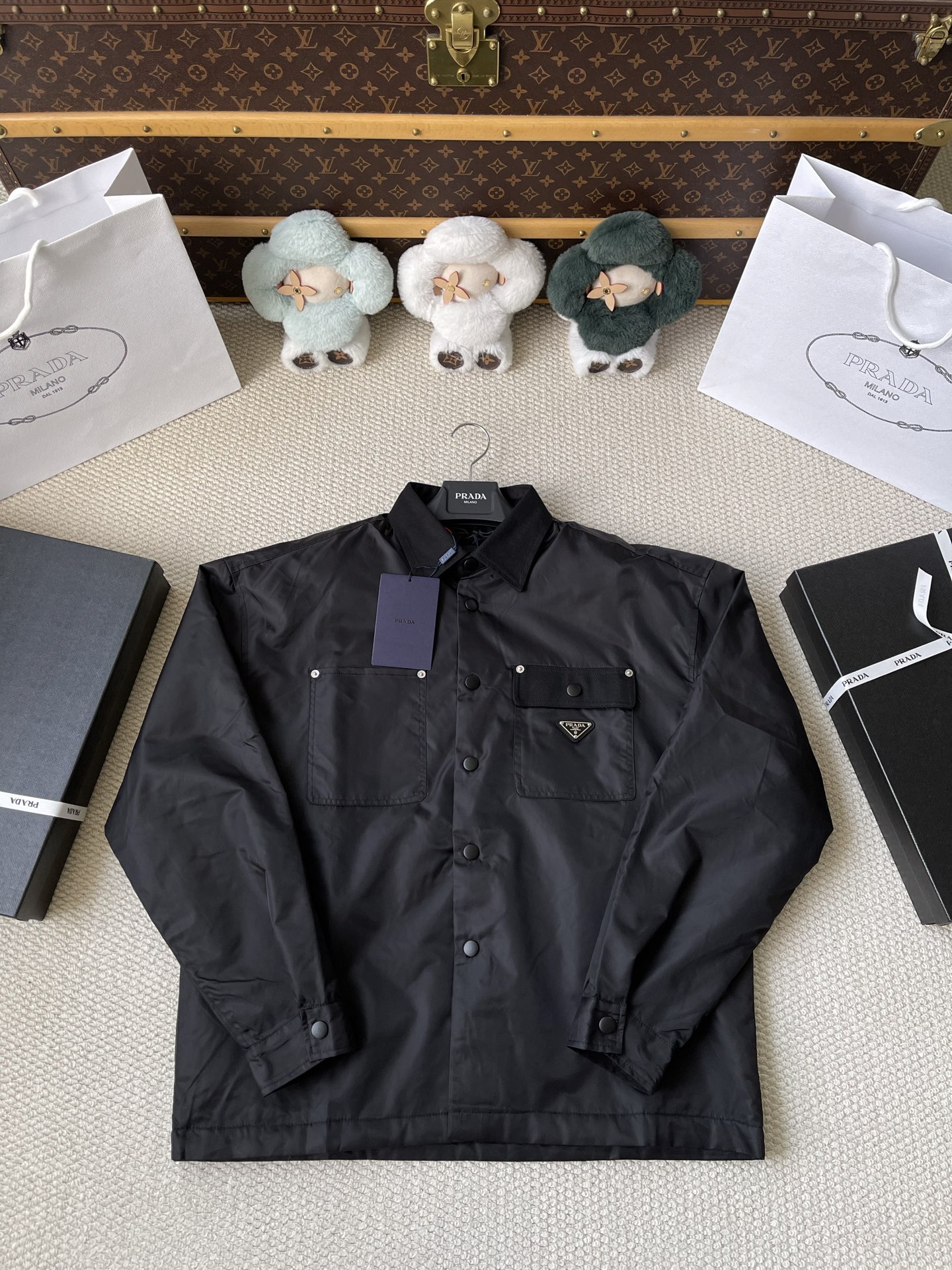 Triangle-Pocket Button Overshirt — product photograph