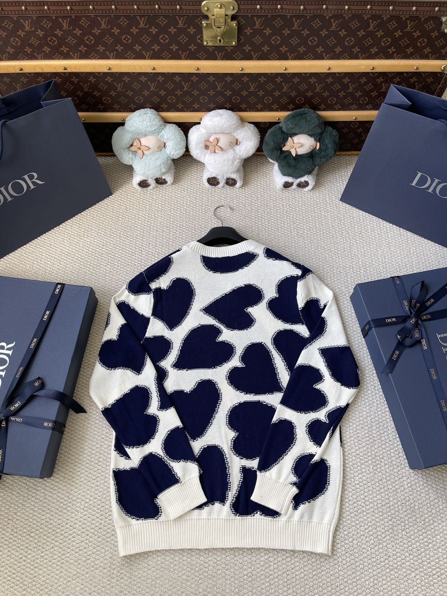 Heart-Motif Crewneck Sweater — product photograph