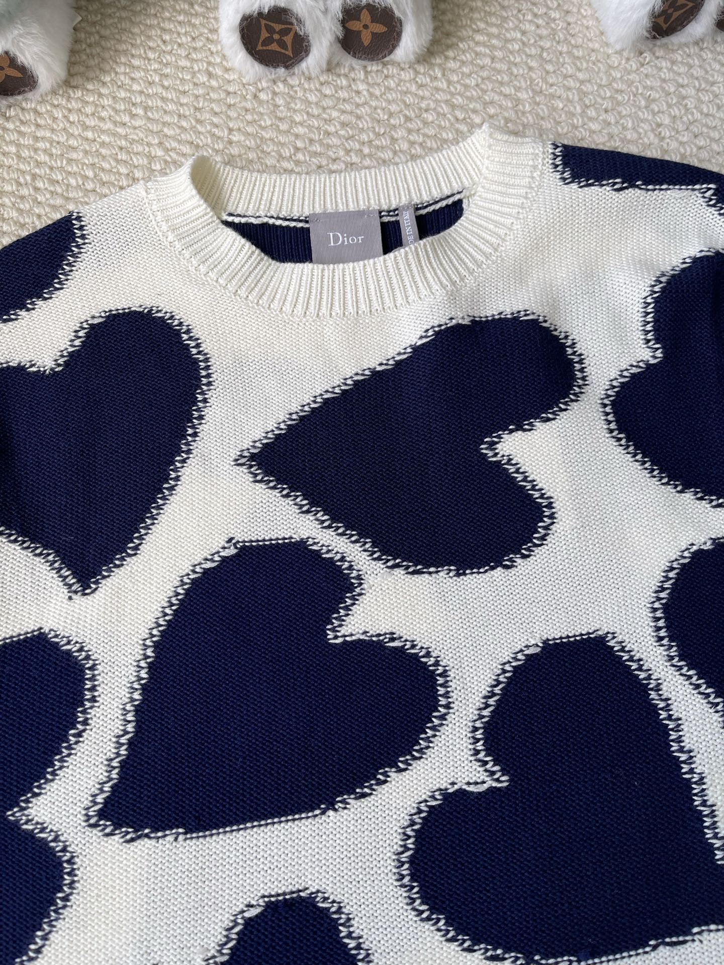 Heart-Motif Crewneck Sweater — product photograph