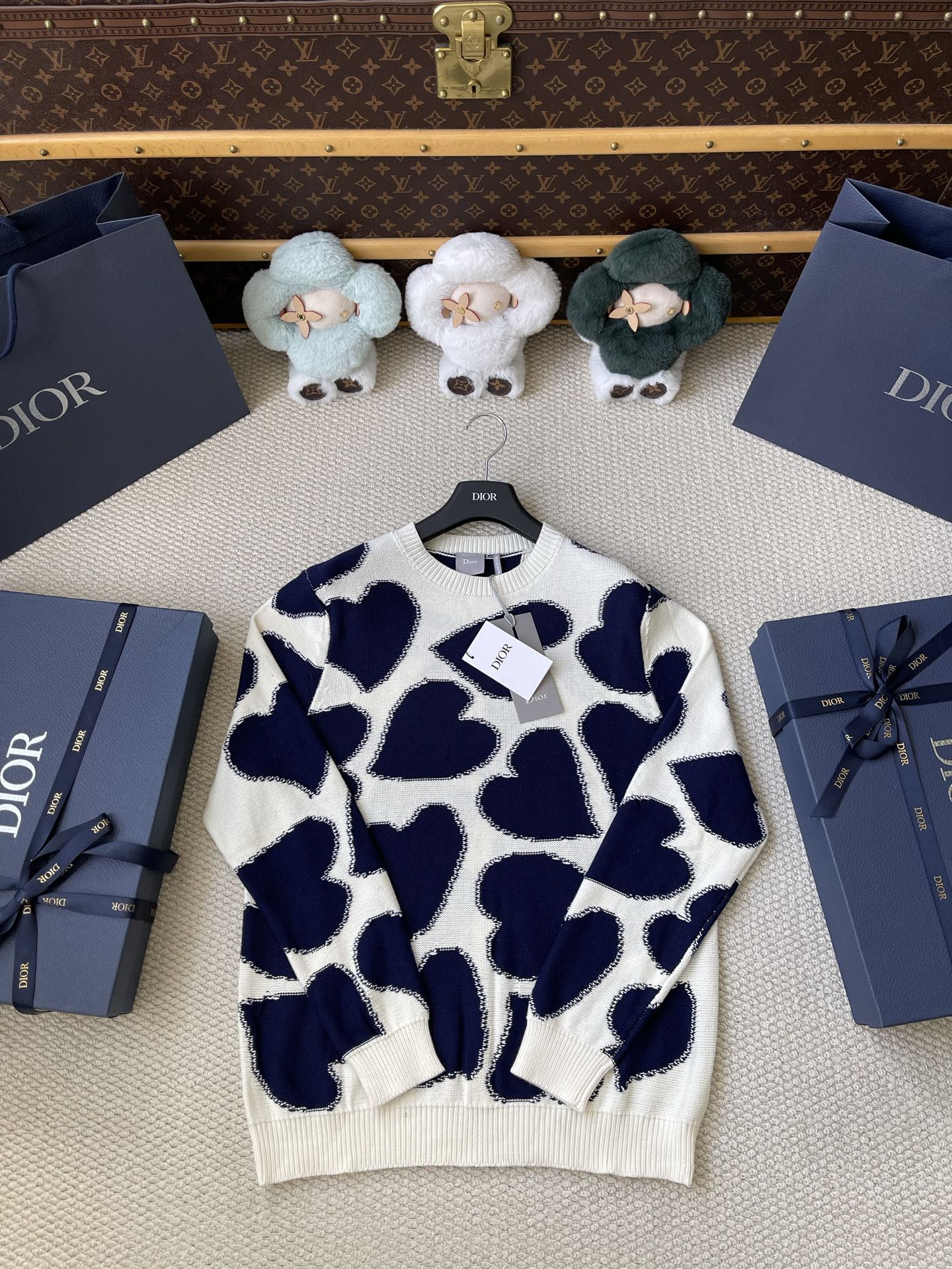 Heart-Motif Crewneck Sweater — product photograph