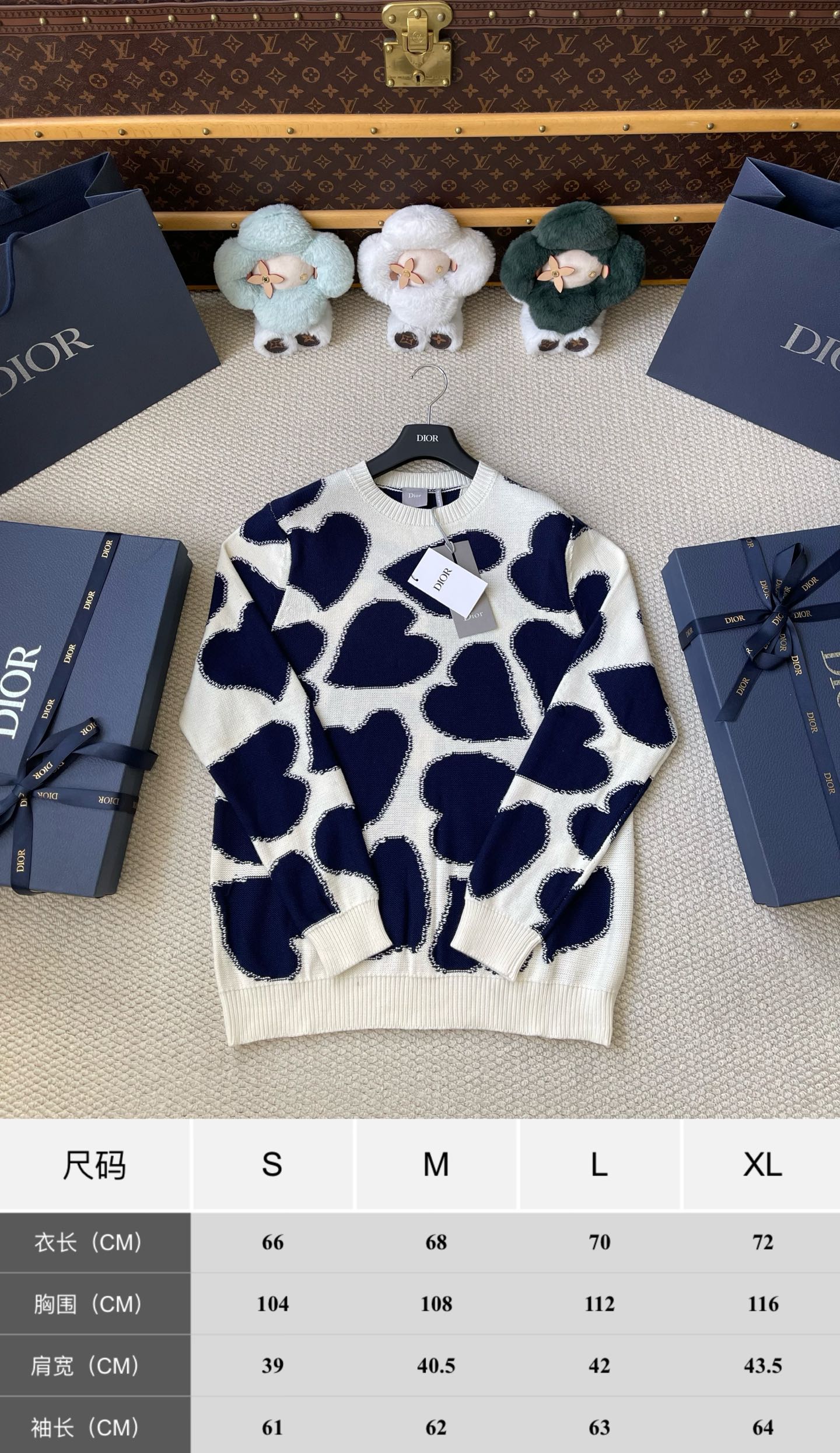 Heart-Motif Crewneck Sweater — product photograph