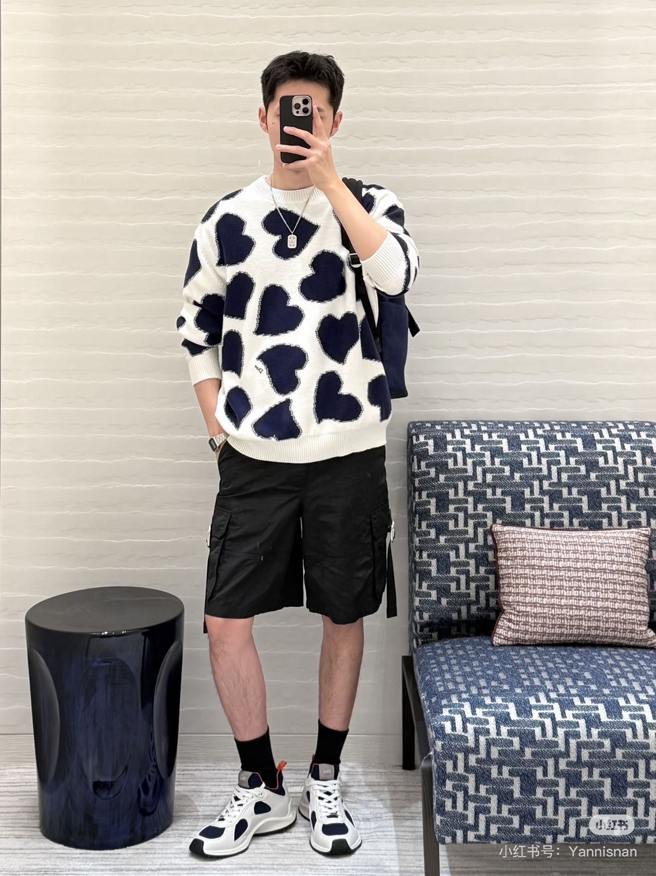 Heart-Motif Crewneck Sweater — product photograph