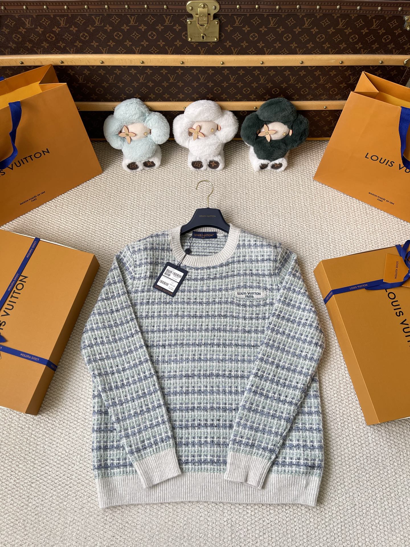 Textured Check Knit Sweater — product photograph