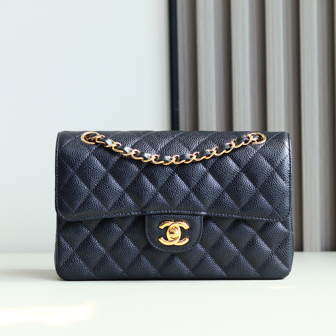 Bolso clásico con solapa de tamaño pequeño CF original puro Cuero: piel de vaca genuina Haas de Europa Hardware: cerrad…