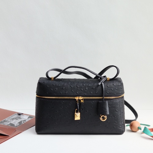 Loro Piana Extra Bag L27 Ostrich Leather Black