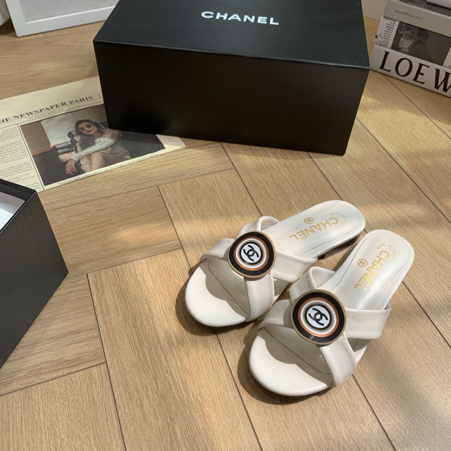 Chanel Women's Cross Strap Sandals With Round Logo Buckle, Lambskin Leather 5 i1742292408582 3110 0 3