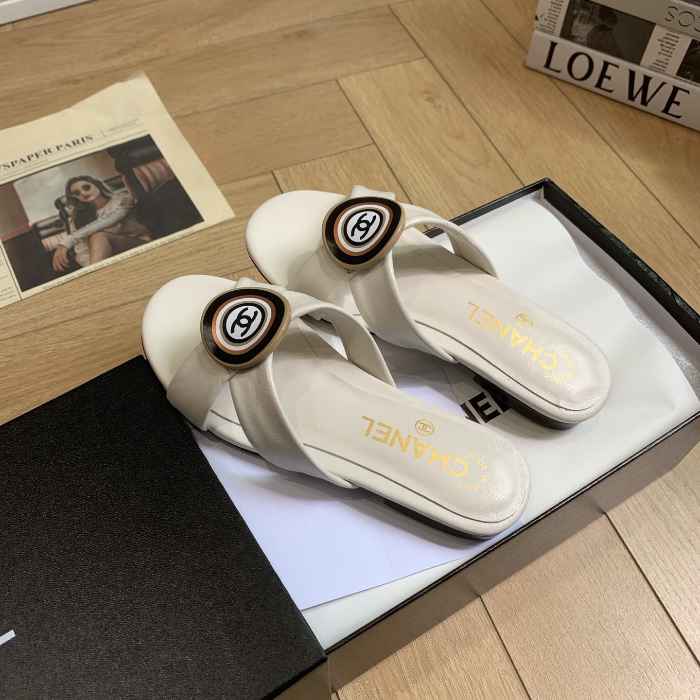 Chanel Women's Cross Strap Sandals With Round Logo Buckle, Lambskin Leather 3 i1742292408608 6167 0 1