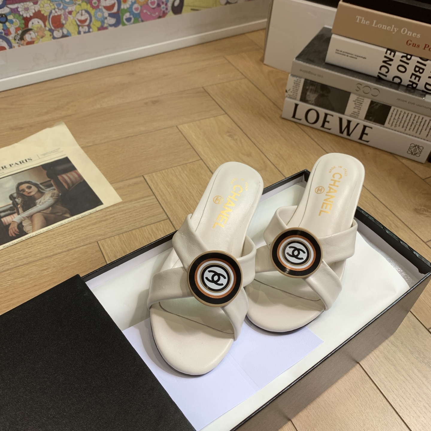 Chanel Women's Cross Strap Sandals With Round Logo Buckle, Lambskin Leather 4 i1742292409802 9757 0 2