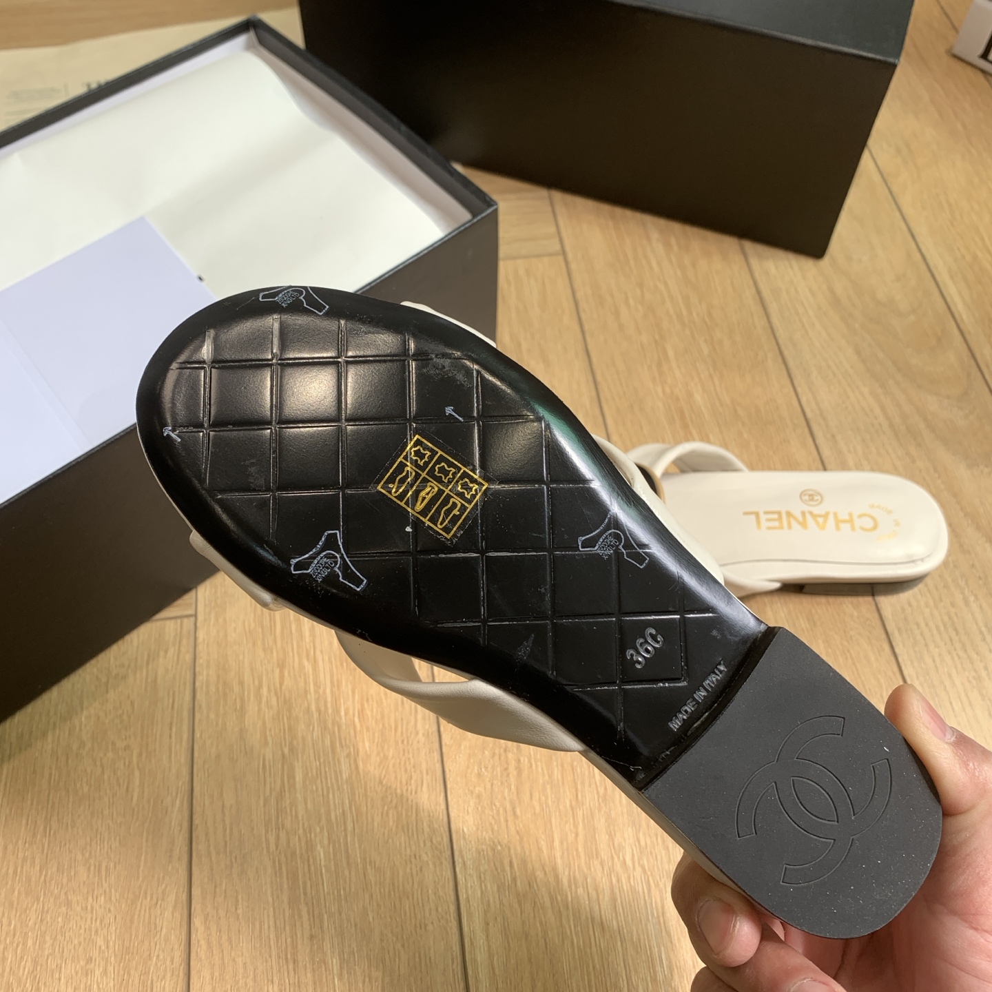 Chanel Women's Cross Strap Sandals With Round Logo Buckle, Lambskin Leather 10 i1742292409816 6085 0 8