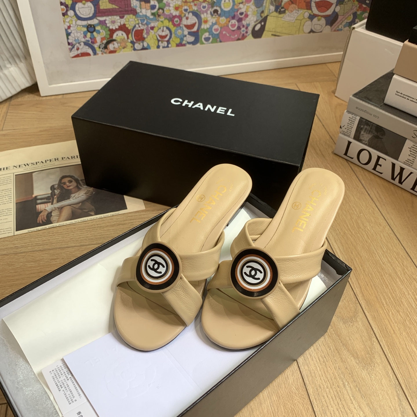 Chanel Women's Leather Sandals with CC Logo - Beige Luxury Summer Slides 8 i1742292425984 6853 0 6