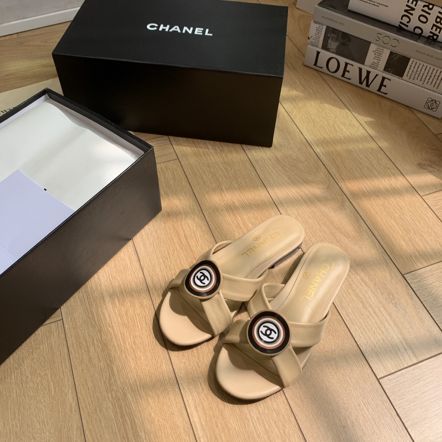 Chanel Women's Leather Sandals with CC Logo - Beige Luxury Summer Slides 3 i1742292426029 4825 0 1