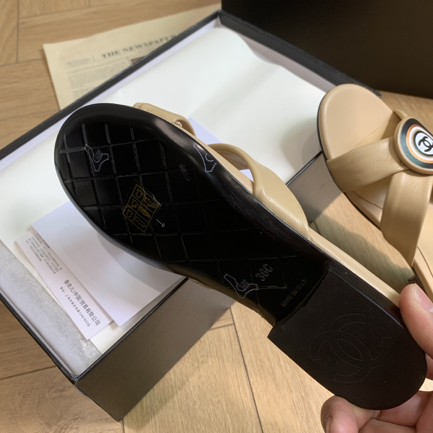 Chanel Women's Leather Sandals with CC Logo - Beige Luxury Summer Slides 6 i1742292426066 7230 0 4
