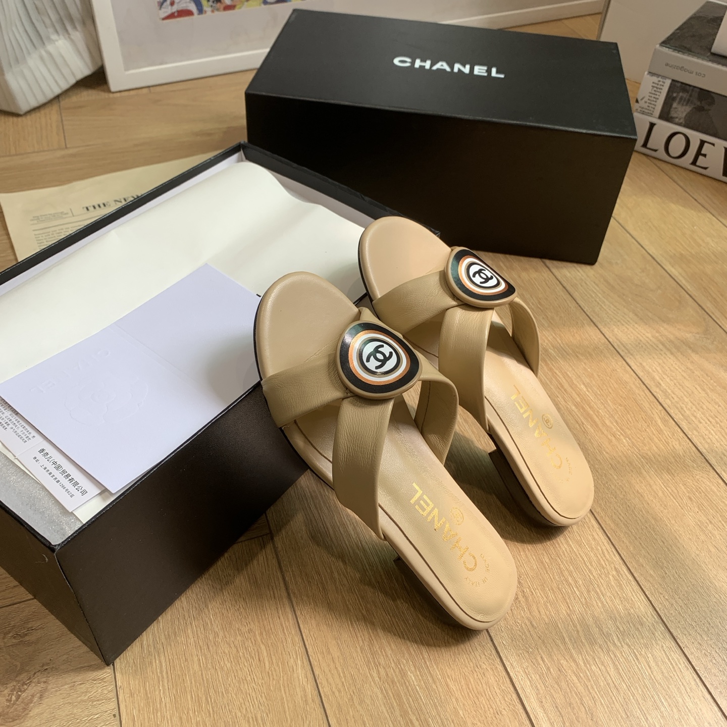 Chanel Women's Leather Sandals with CC Logo - Beige Luxury Summer Slides 4 i1742292427602 9324 0 2