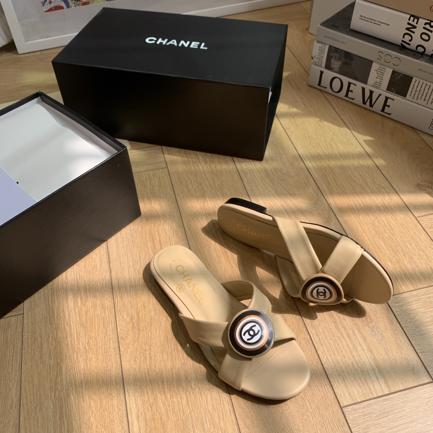 Chanel Women's Leather Sandals with CC Logo - Beige Luxury Summer Slides 7 i1742292427644 4242 0 5