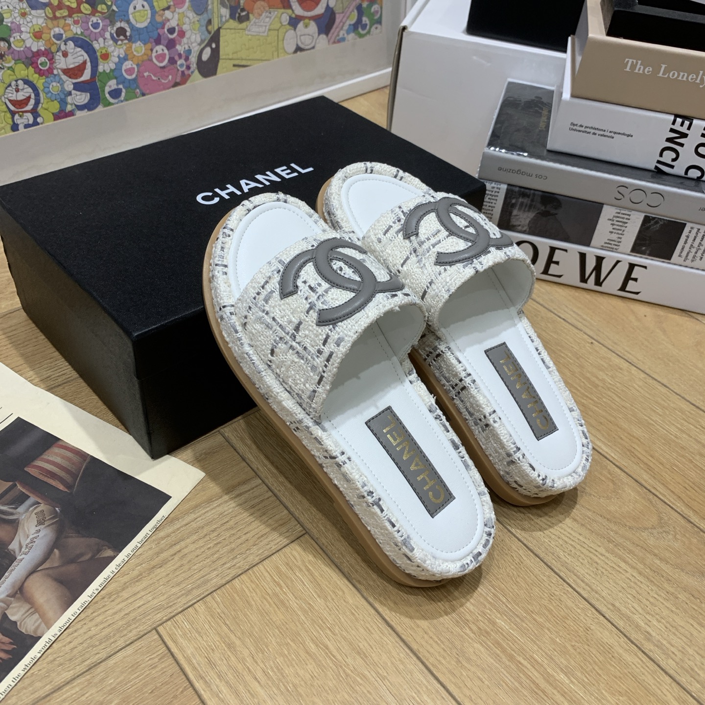 Chanel Women's Tweed Espadrille CC Logo Platform Slide Sandals 9 i1742647730140 8316 0 7