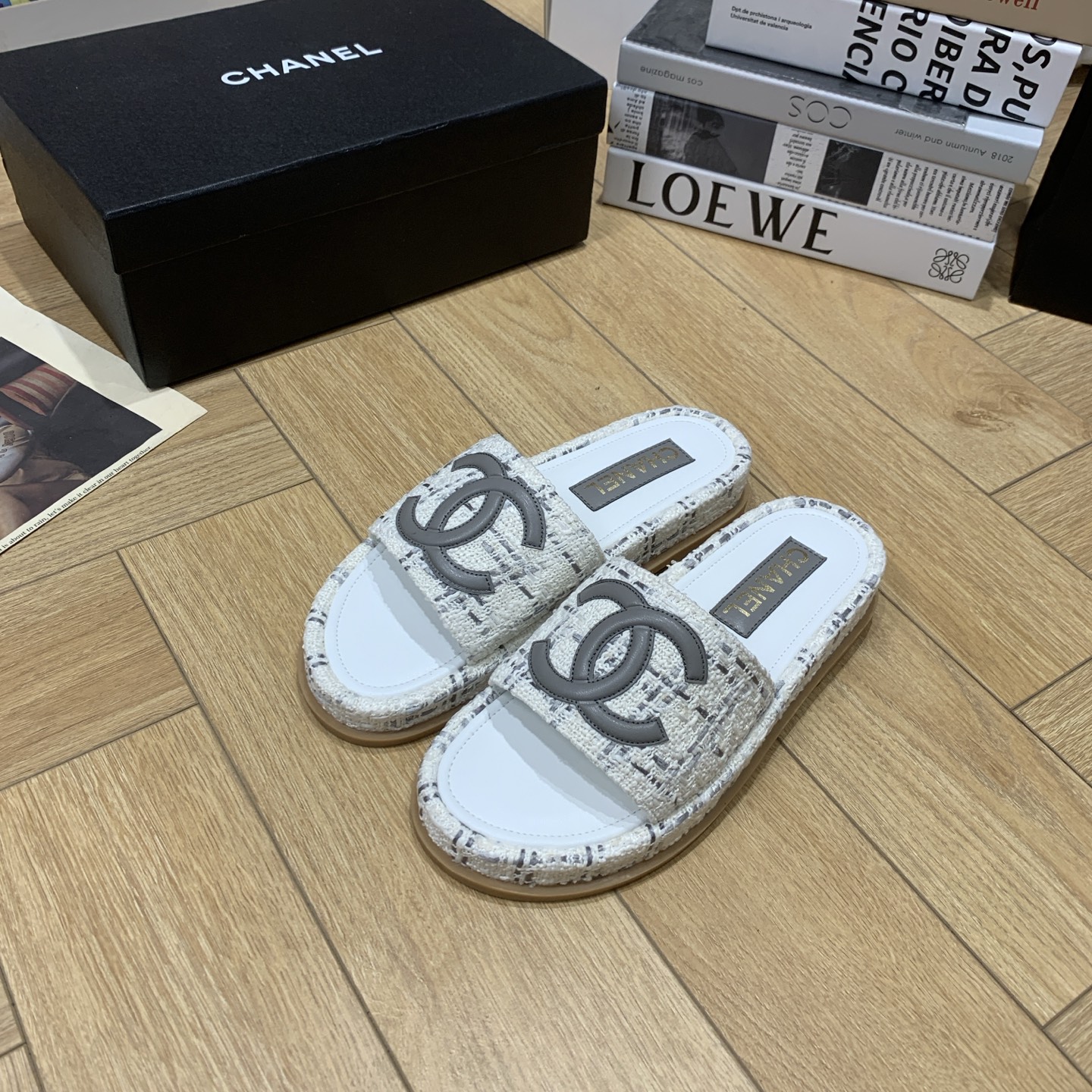 Chanel Women's Tweed Espadrille CC Logo Platform Slide Sandals 5 i1742647731472 2700 0 3