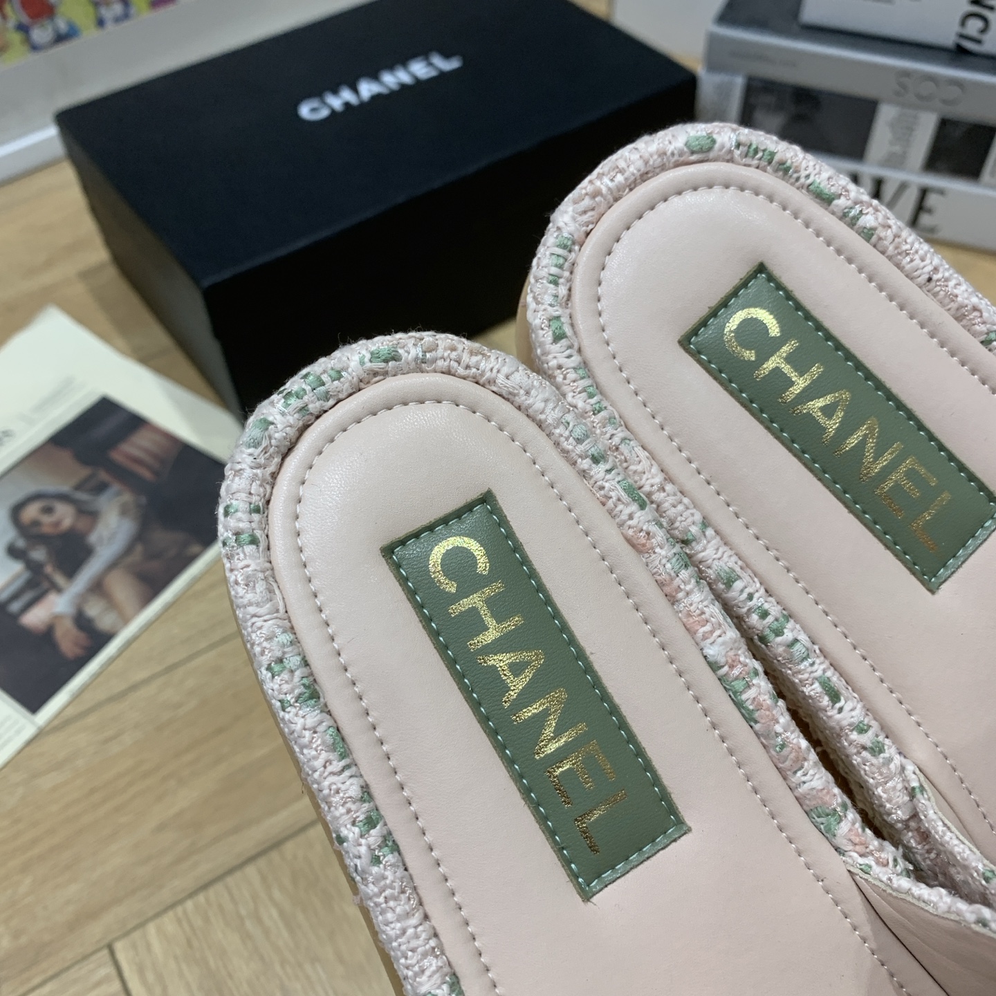 Chanel Espadrille CC Thong Sandals Women, Pink Fabric, Summer Beach Shoes 6 i1742648134089 820 0 4