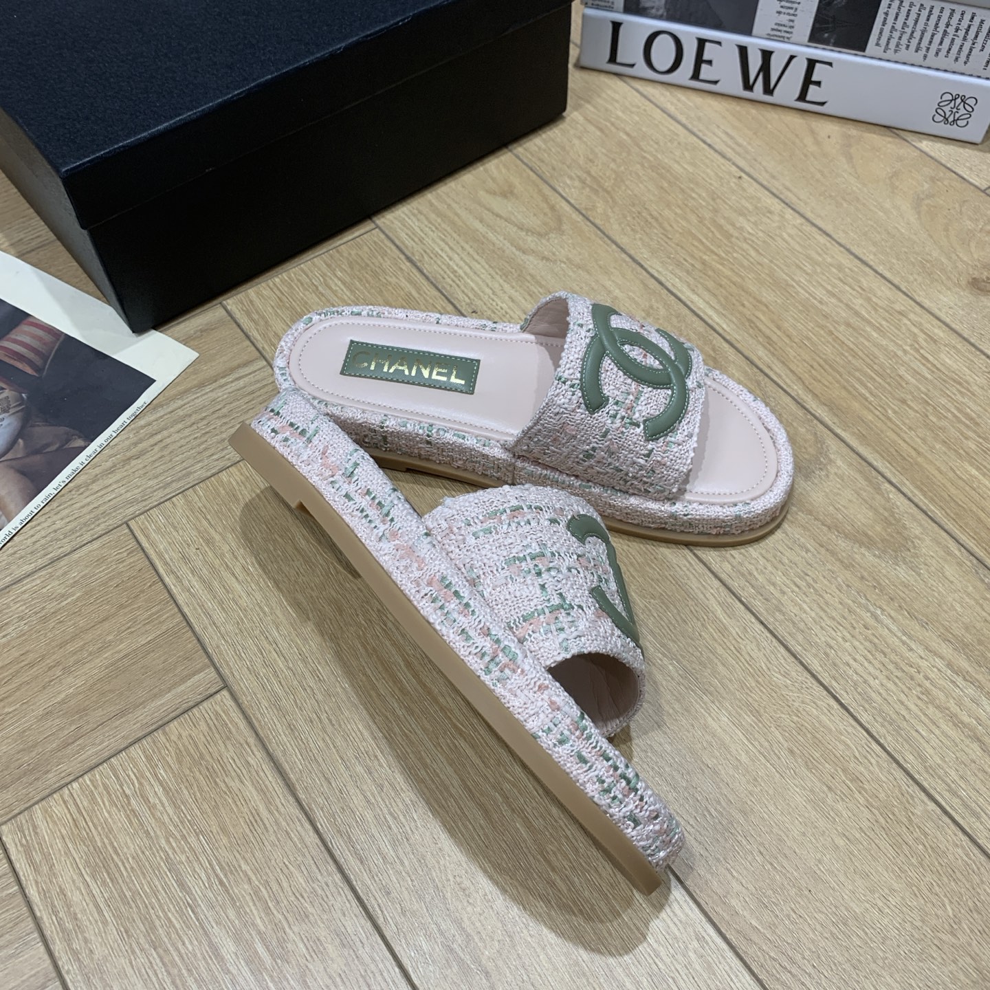 Chanel Espadrille CC Thong Sandals Women, Pink Fabric, Summer Beach Shoes 7 i1742648134164 5721 0 5