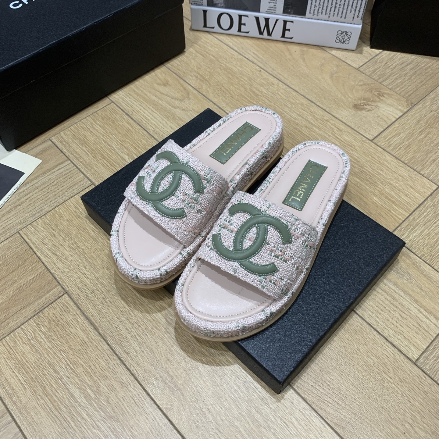 Chanel Espadrille CC Thong Sandals Women, Pink Fabric, Summer Beach Shoes 10 i1742648134974 1880 0 8