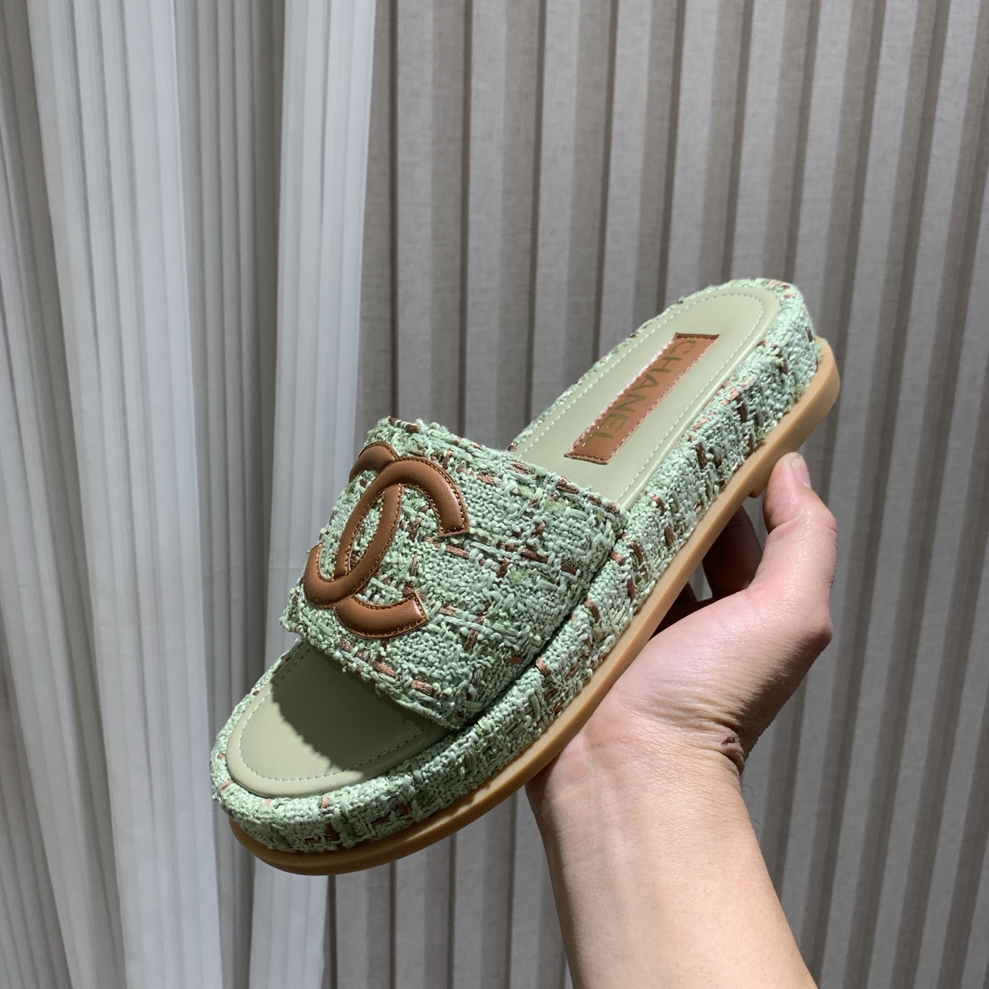 Chanel Women's Resort Espadrille Sandals Lambskin & Tweed Mint Green 3 i1742648160022 4352 0 0