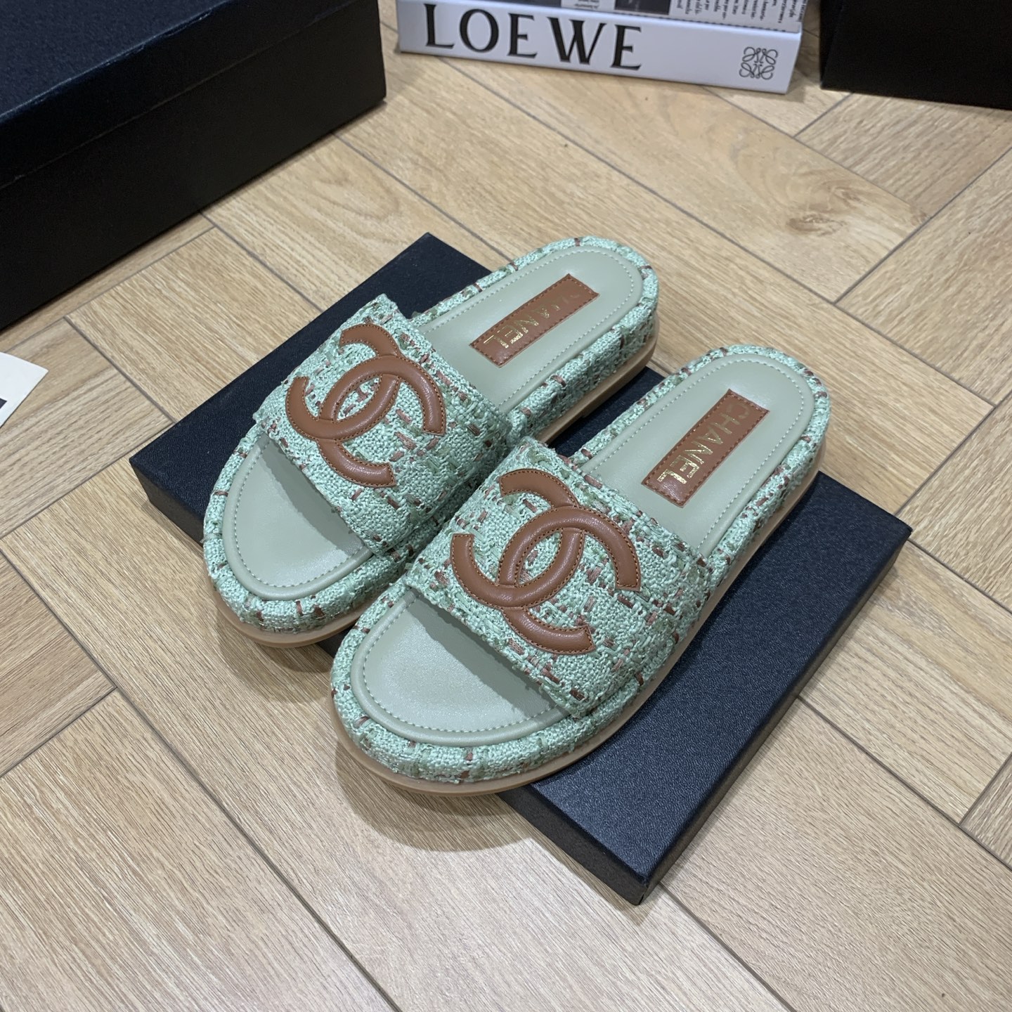 Chanel Women's Resort Espadrille Sandals Lambskin & Tweed Mint Green 2 i1742648160053 3696 0 1