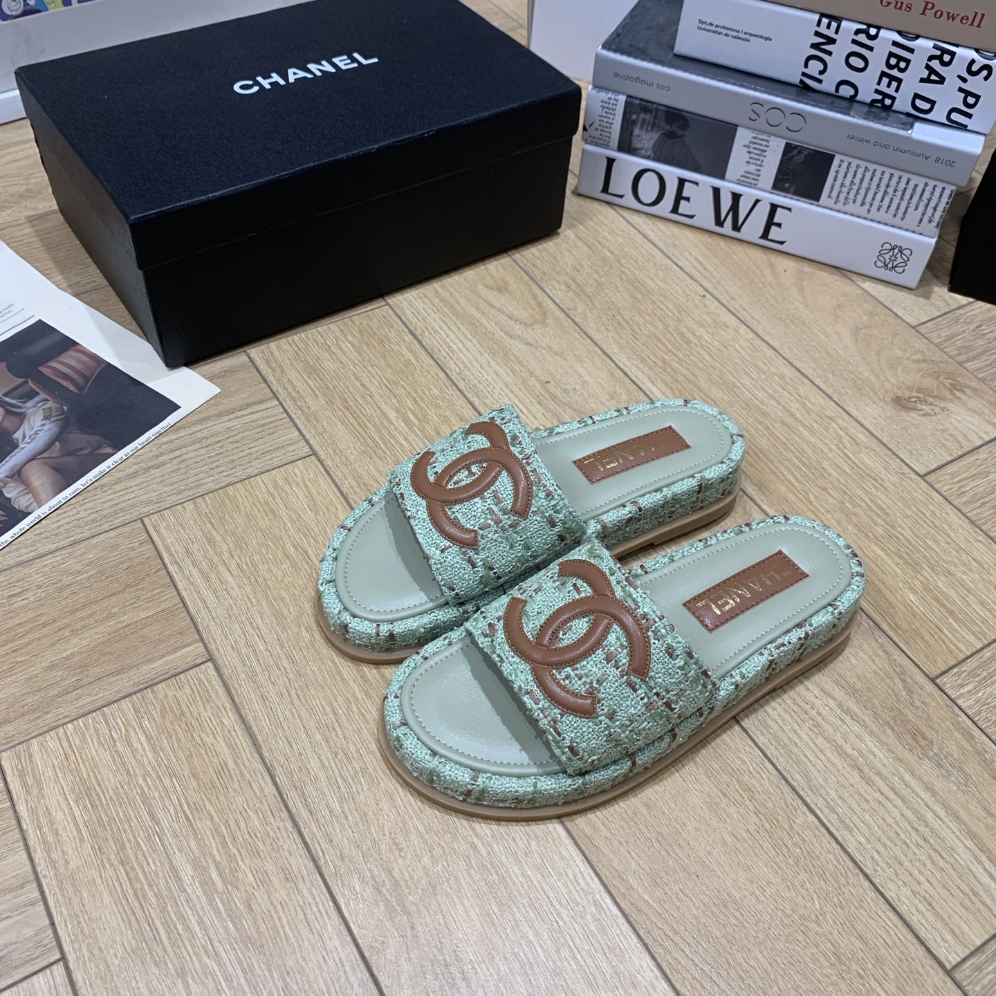 Chanel Women's Resort Espadrille Sandals Lambskin & Tweed Mint Green 5 i1742648160088 7581 0 3