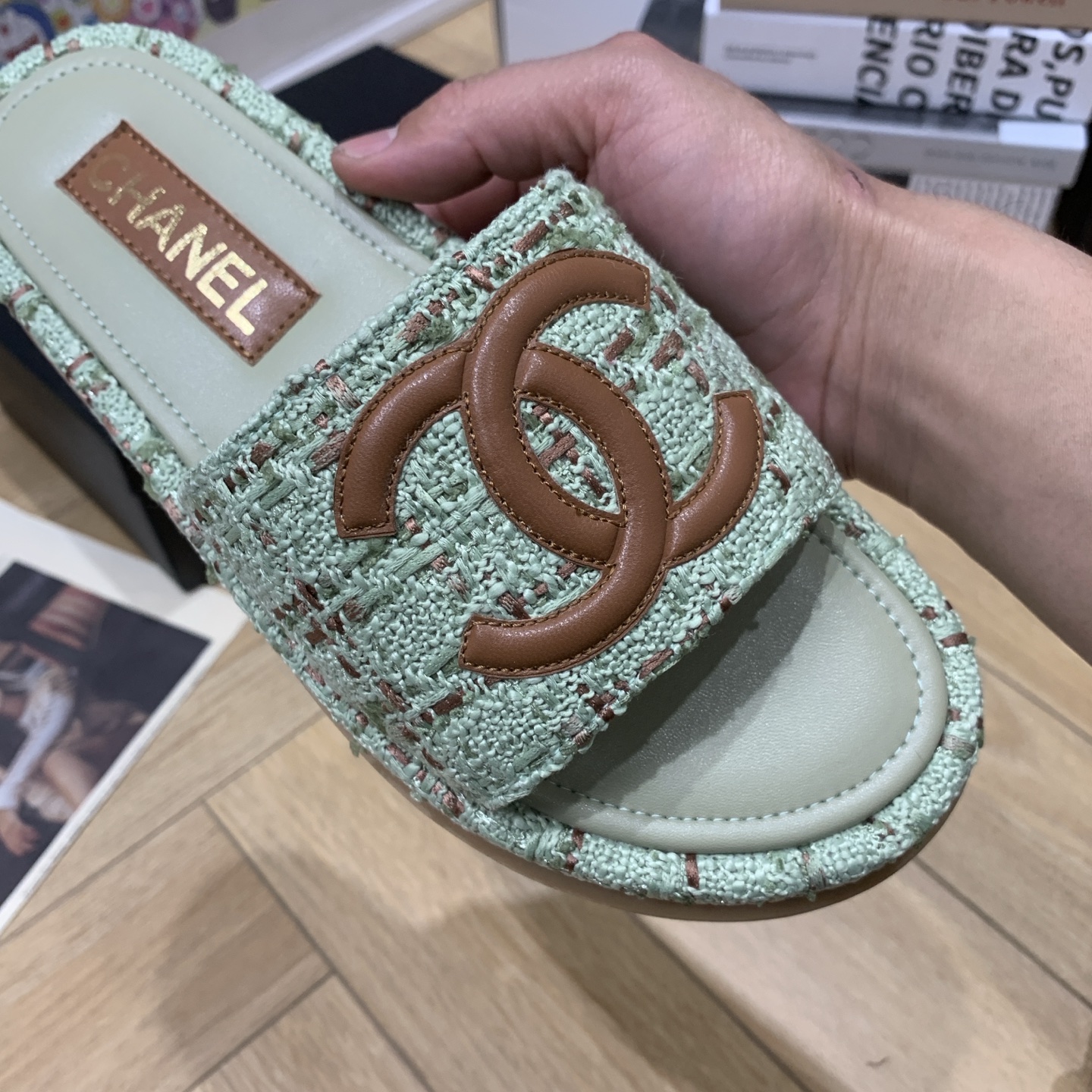 Chanel Women's Resort Espadrille Sandals Lambskin & Tweed Mint Green 7 i1742648160534 3891 0 5