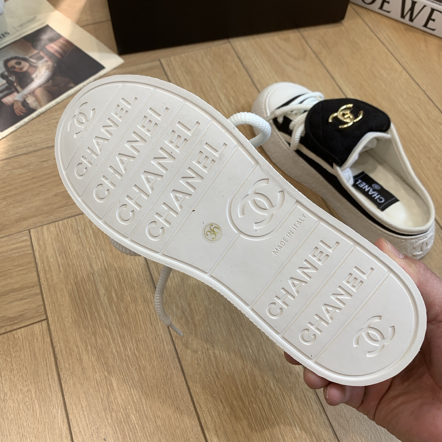 Chanel Inspired Canvas Sneakers with Signature CC Detail - Slip-On Style 10 i1743106344240 1190 0 5