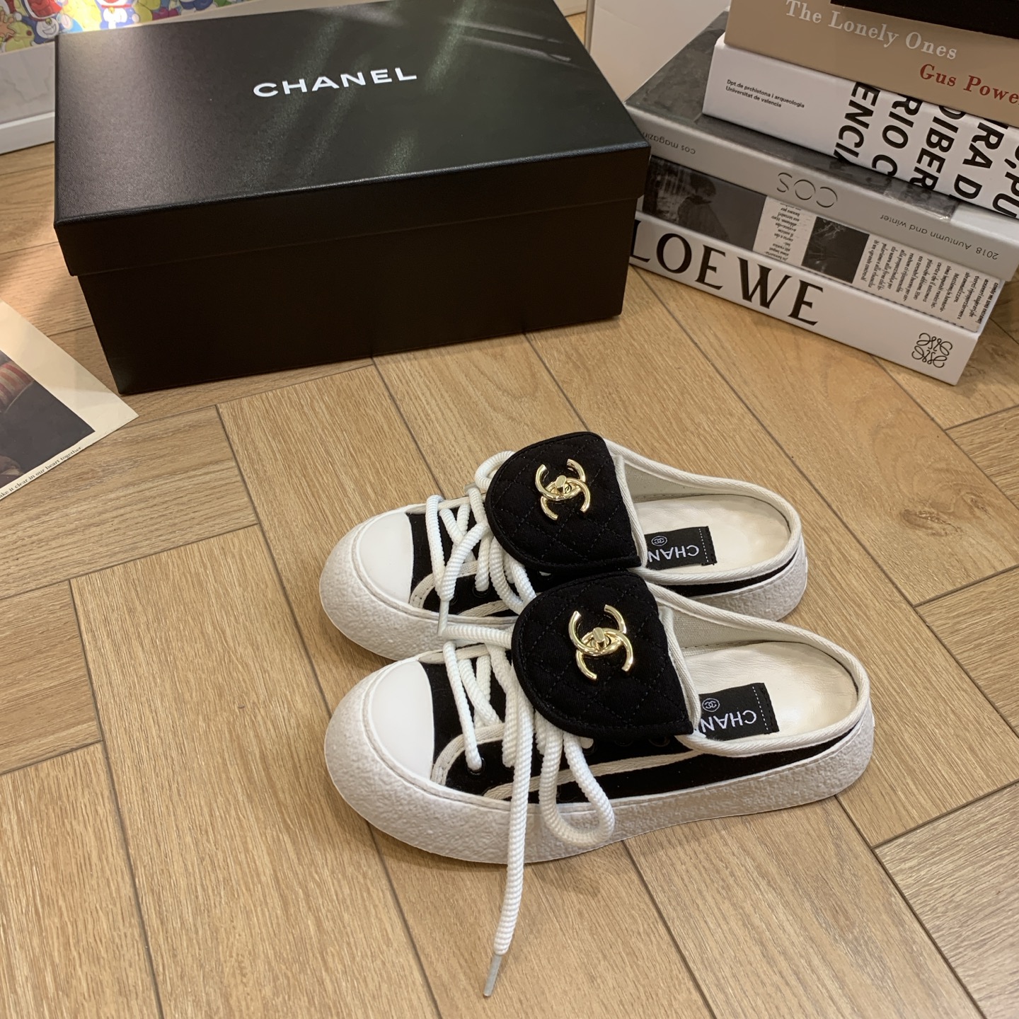 Chanel Inspired Canvas Sneakers with Signature CC Detail - Slip-On Style 6 i1743106345099 1060 0 1