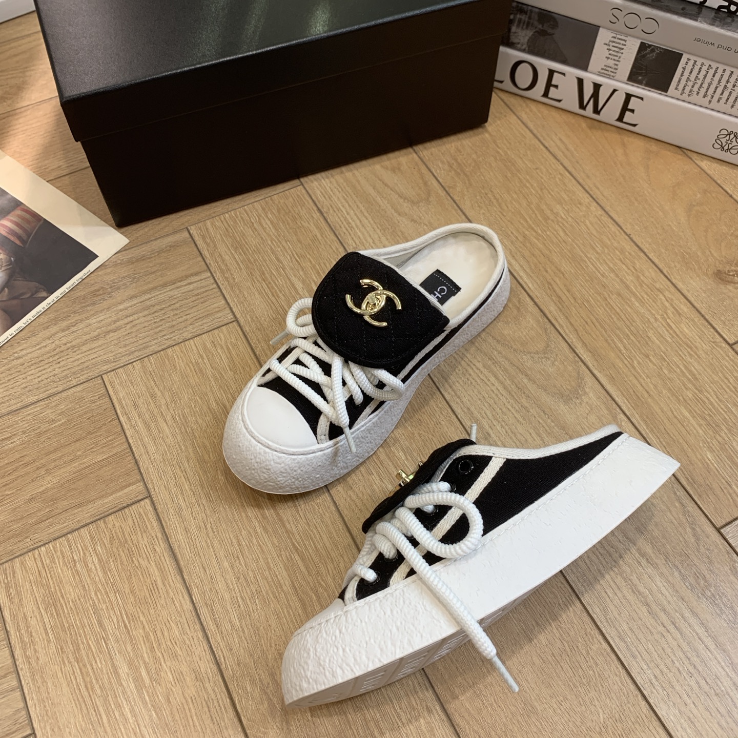 Chanel Inspired Canvas Sneakers with Signature CC Detail - Slip-On Style 7 i1743106345107 1770 0 3