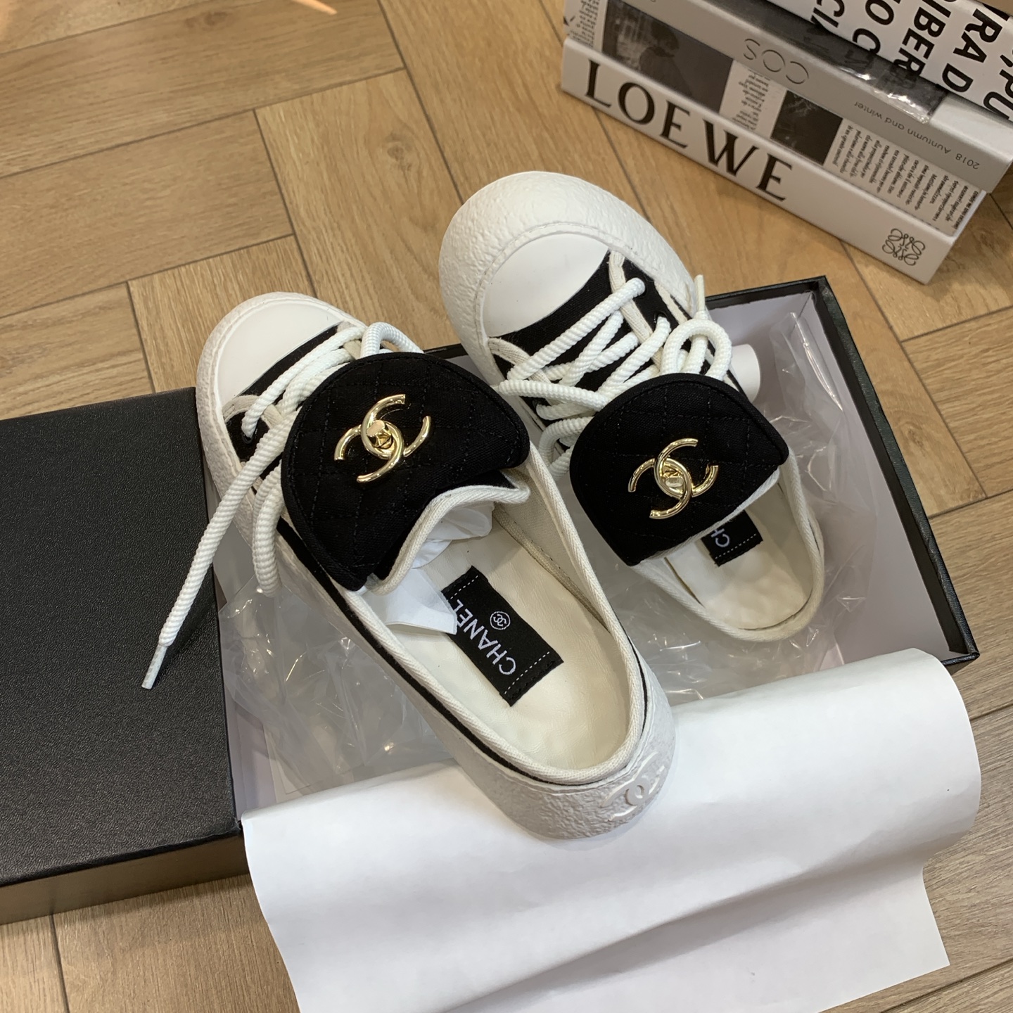 Chanel Inspired Canvas Sneakers with Signature CC Detail - Slip-On Style 3 i1743106894147 8917 0 0