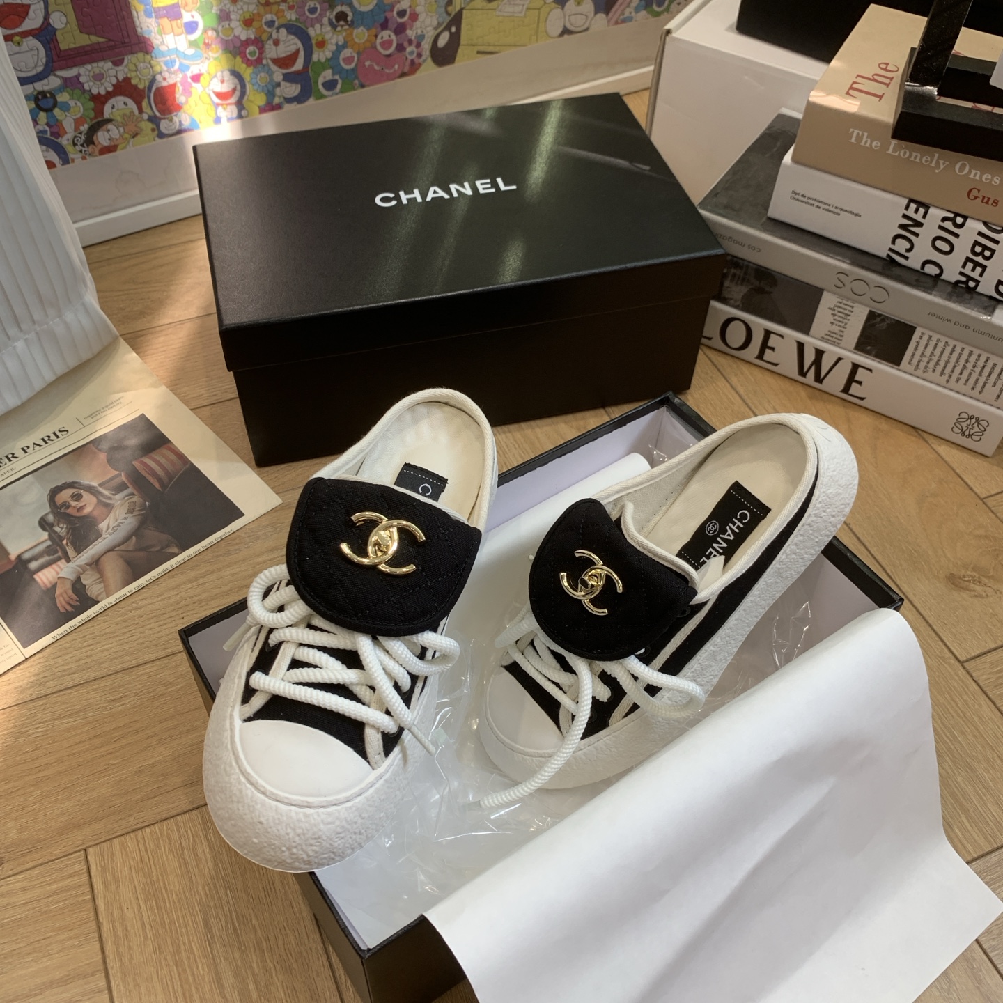 Chanel Inspired Canvas Sneakers with Signature CC Detail - Slip-On Style 5 i1743106894899 6989 0 2