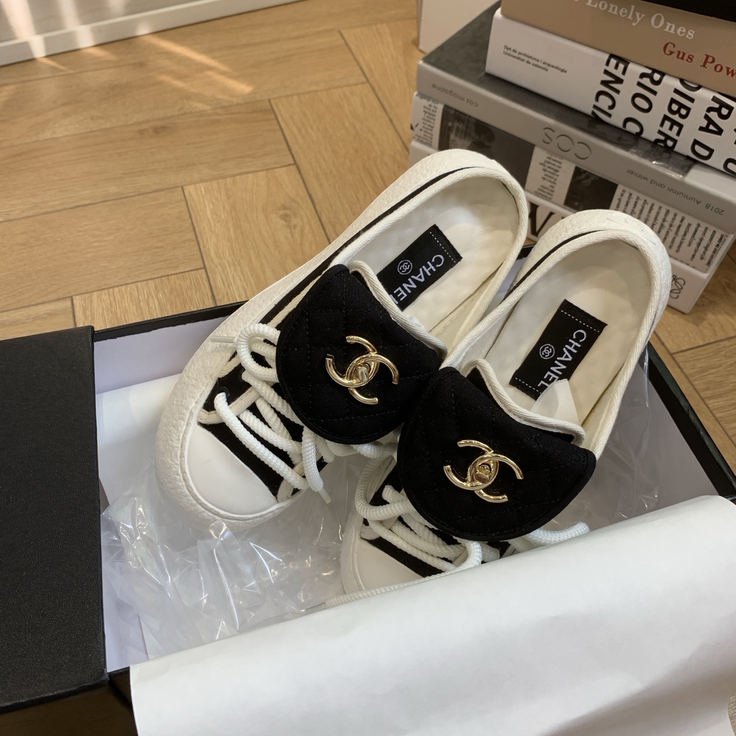 Chanel Inspired Canvas Sneakers with Signature CC Detail - Slip-On Style 4 i1743106894914 8901 0 1