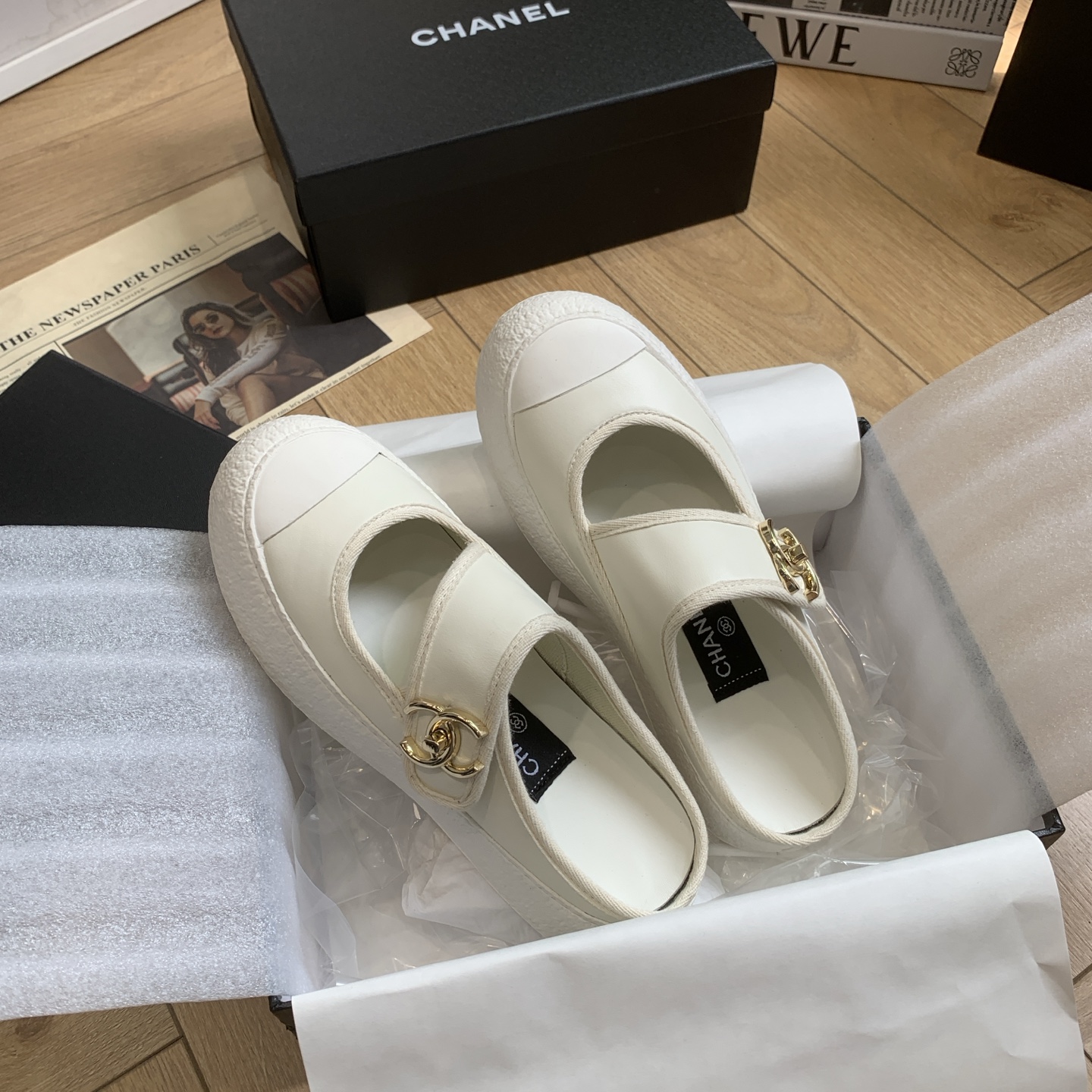 Chanel White Leather CC Logo Mary Jane Platform Mules, Women Shoes 9 i1744922107816 512 0 7
