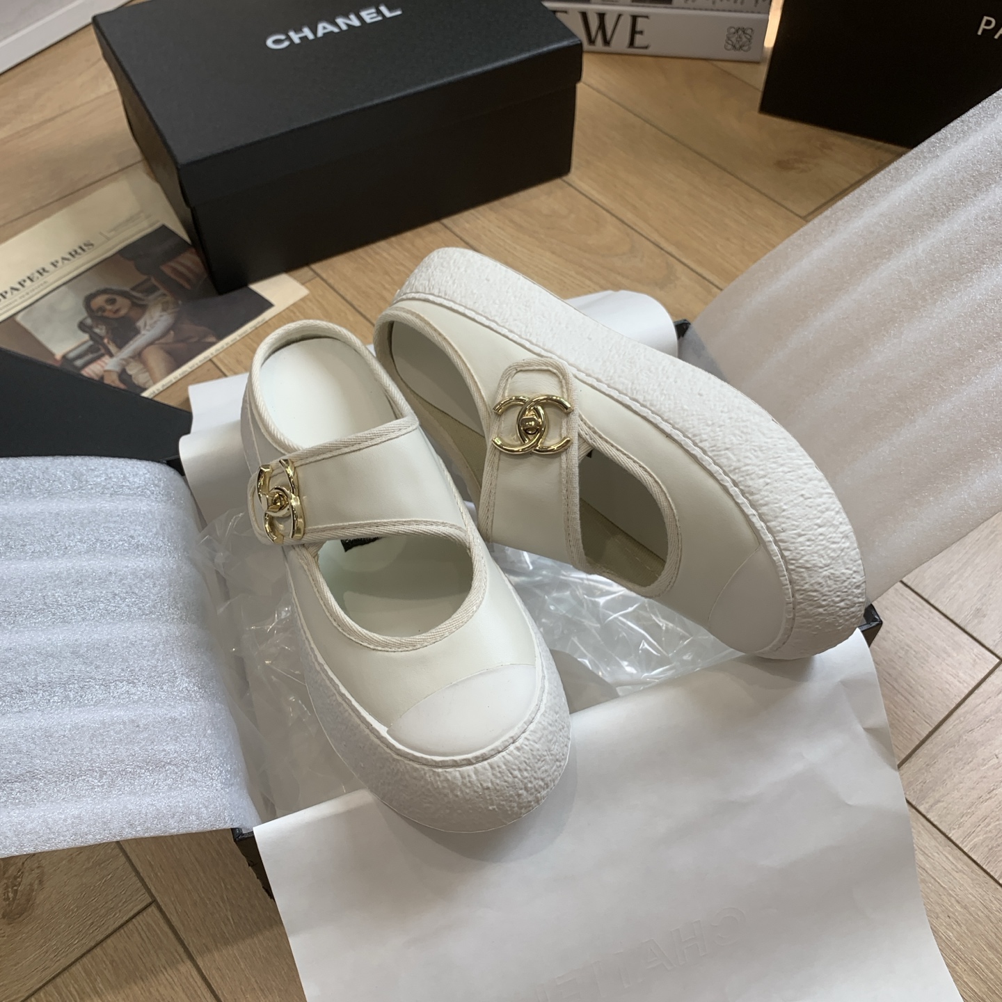 Chanel White Leather CC Logo Mary Jane Platform Mules, Women Shoes 10 i1744922107873 1346 0 8