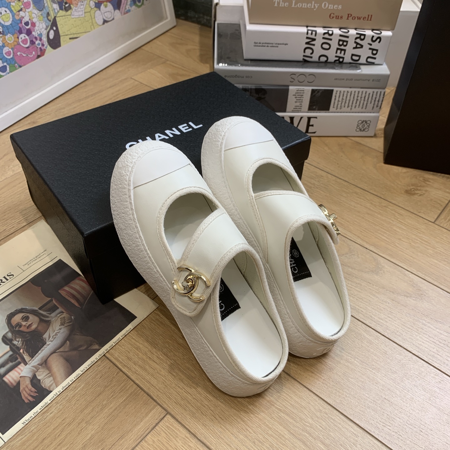 Chanel White Leather CC Logo Mary Jane Platform Mules, Women Shoes 6 i1744922108948 8992 0 3
