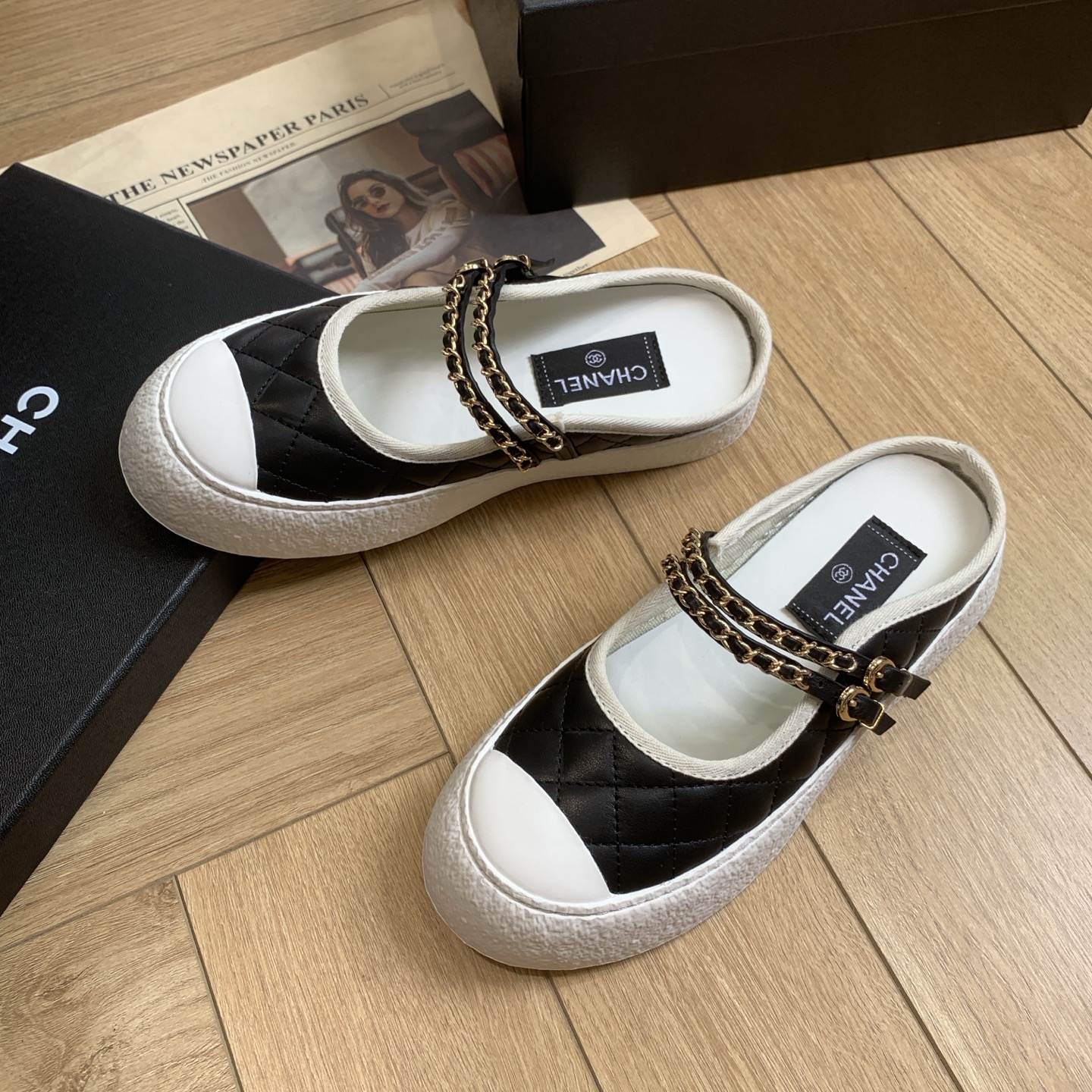 Chanel 24P Quilted Leather Mules with Chain Detail - Chic and Comfortable 5 i1744922185468 4608 0 2
