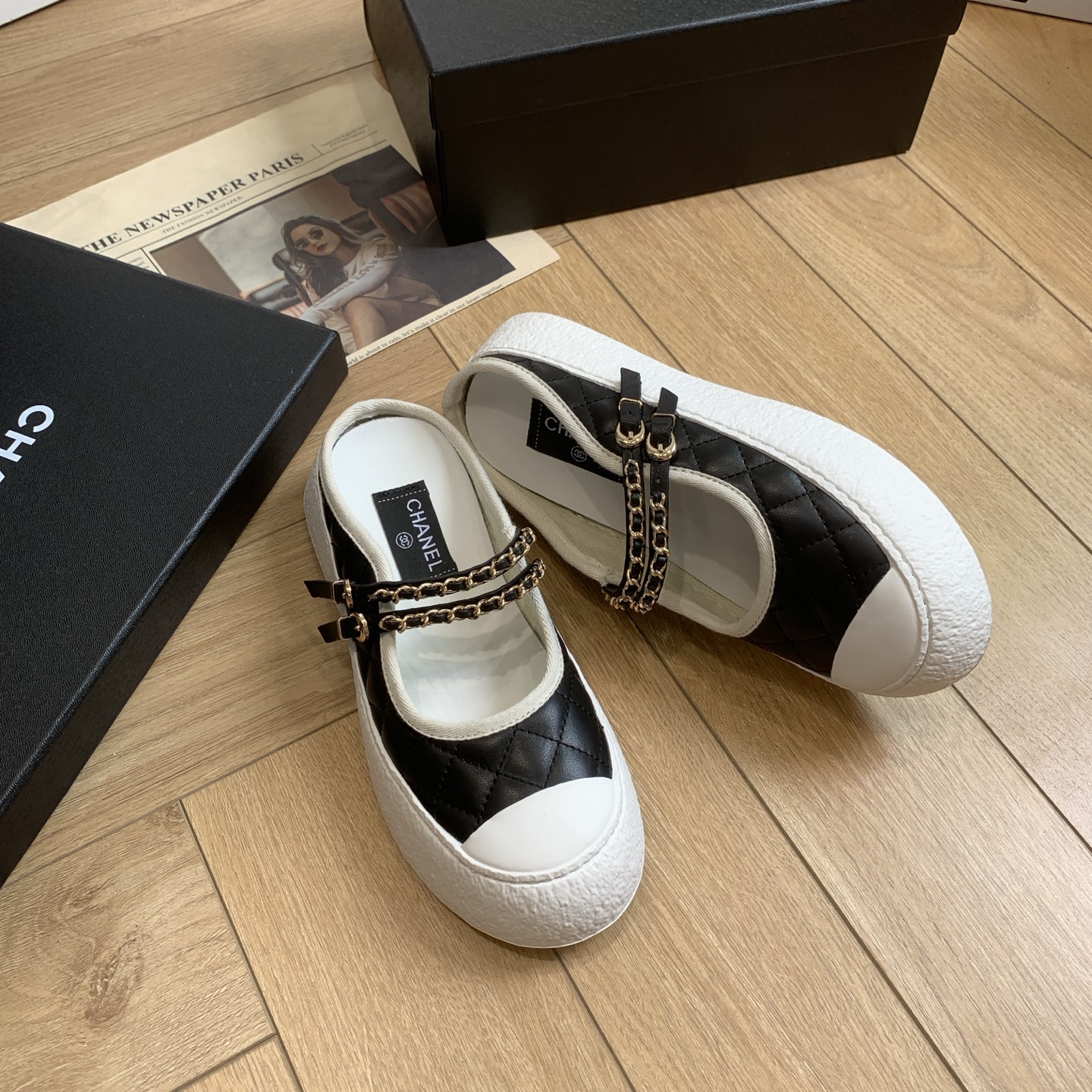 Chanel 24P Quilted Leather Mules with Chain Detail - Chic and Comfortable 4 i1744922186473 8396 0 1