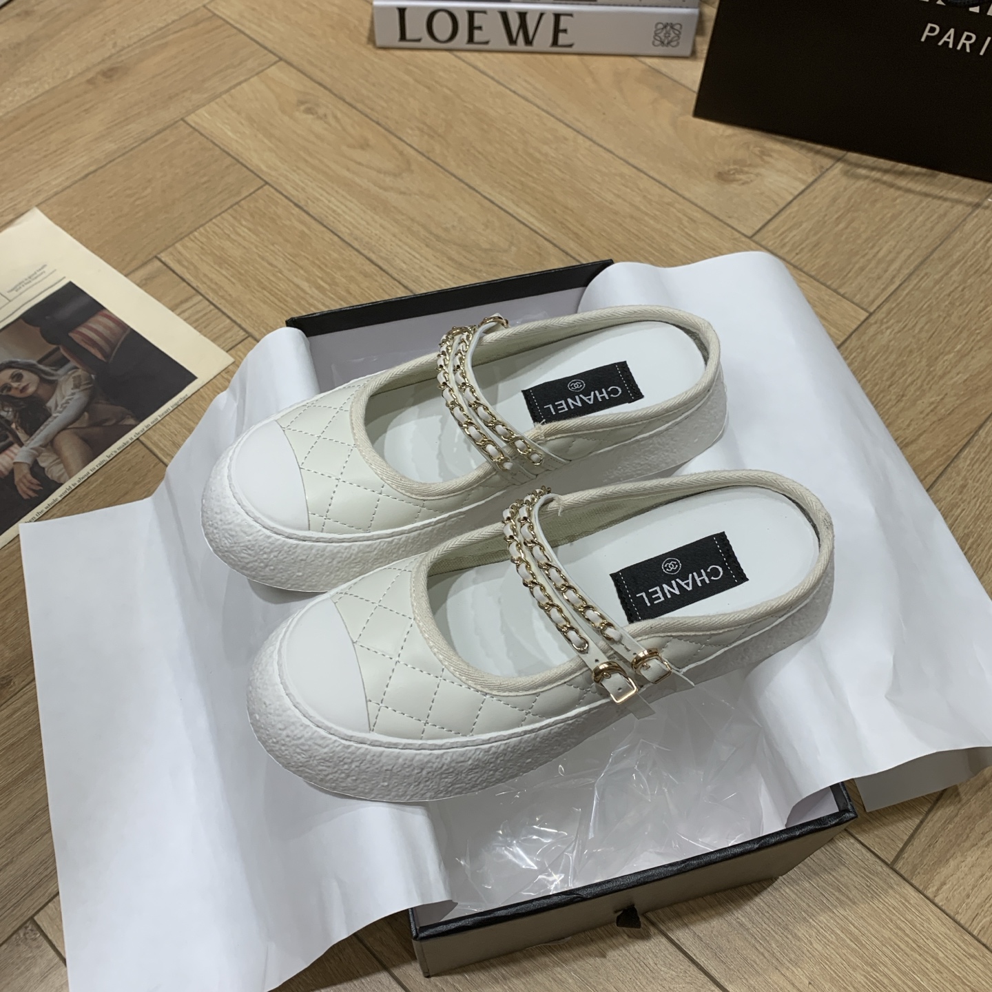 Chanel 24P White Lambskin Chain Embellished Mule Sneakers for Women 4 i1744922279597 5148 0 2
